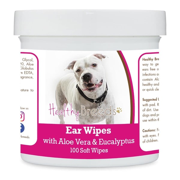Healthy Breeds Pit Bull Ear Cleaning Wipes with Aloe & Eucalyptus for Dogs, 100PK 192959824339 - main